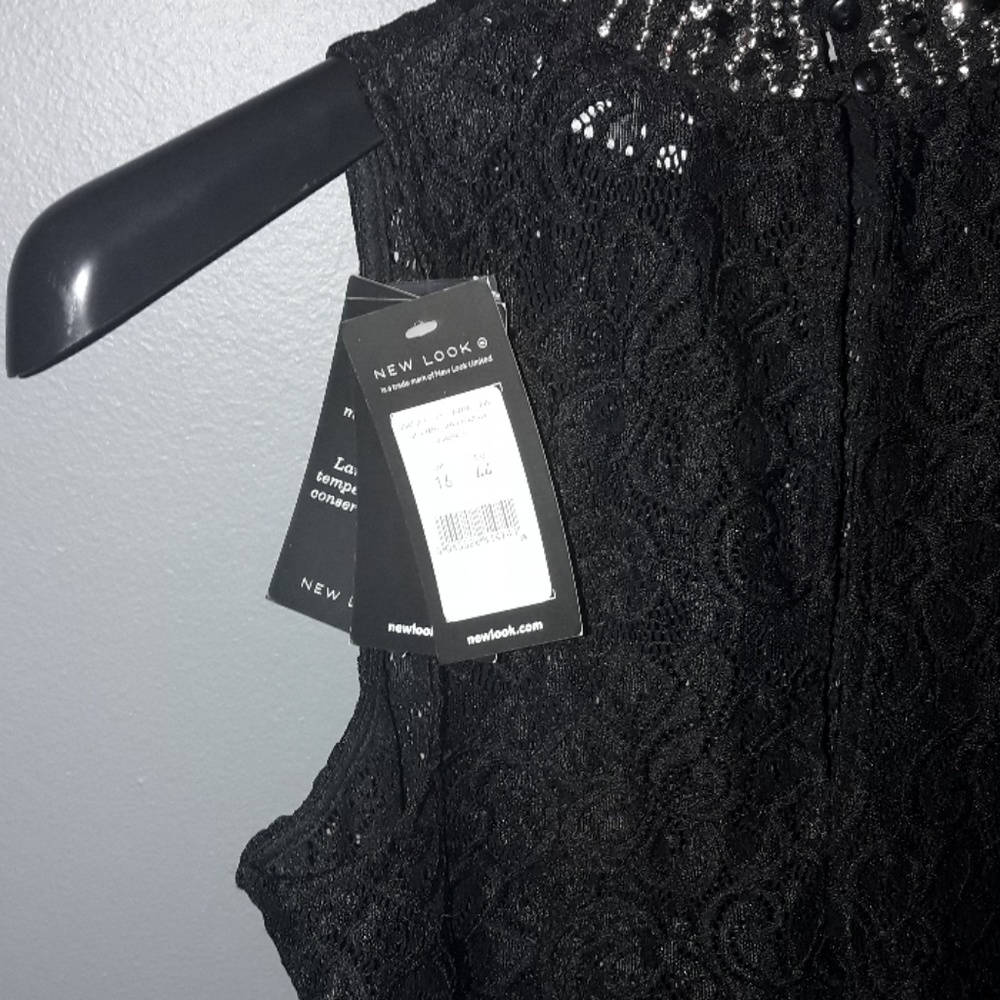 NWT H&M Sheer, Lace Body Suit w/ Bling Neckline
